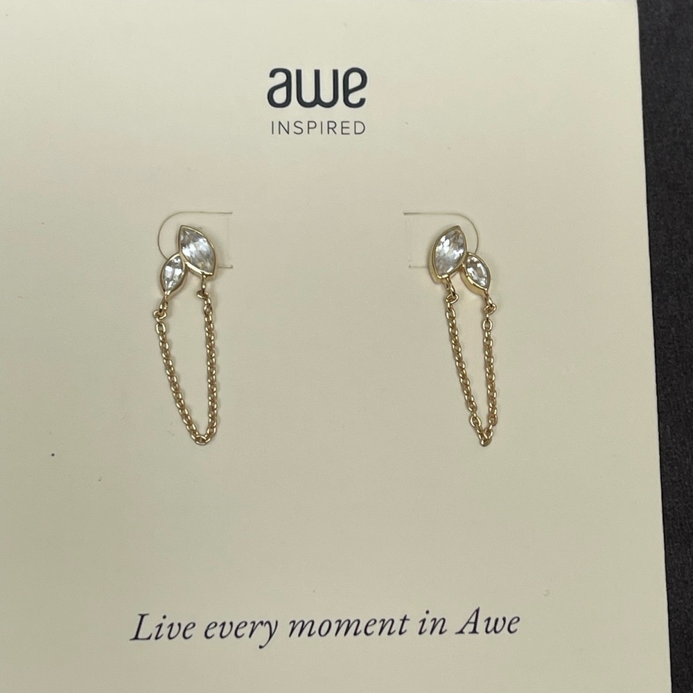 Awe inspired double marquise earrings gold vermeil white topaz